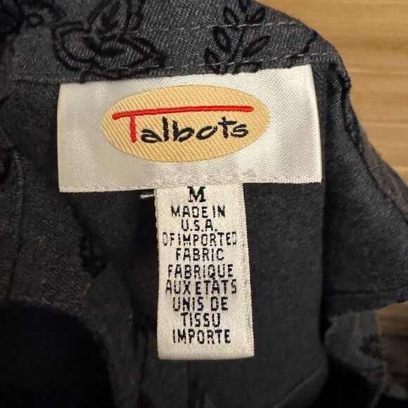 Vintage Talbots Size Large Gray Velvet Floral Overall Dress Whimsigoth Goth - Picture 11 of 12